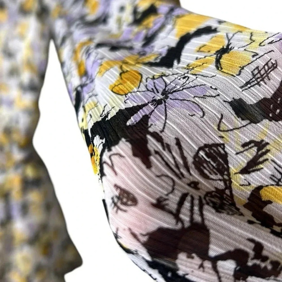 Karl Lagerfeld Ruffled floral sheer babydoll dress,chiffon frill,tiered,tie wrap - Picture 8 of 16